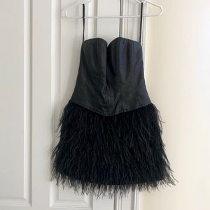 Betsey Johnson Black Feather Mini Dress